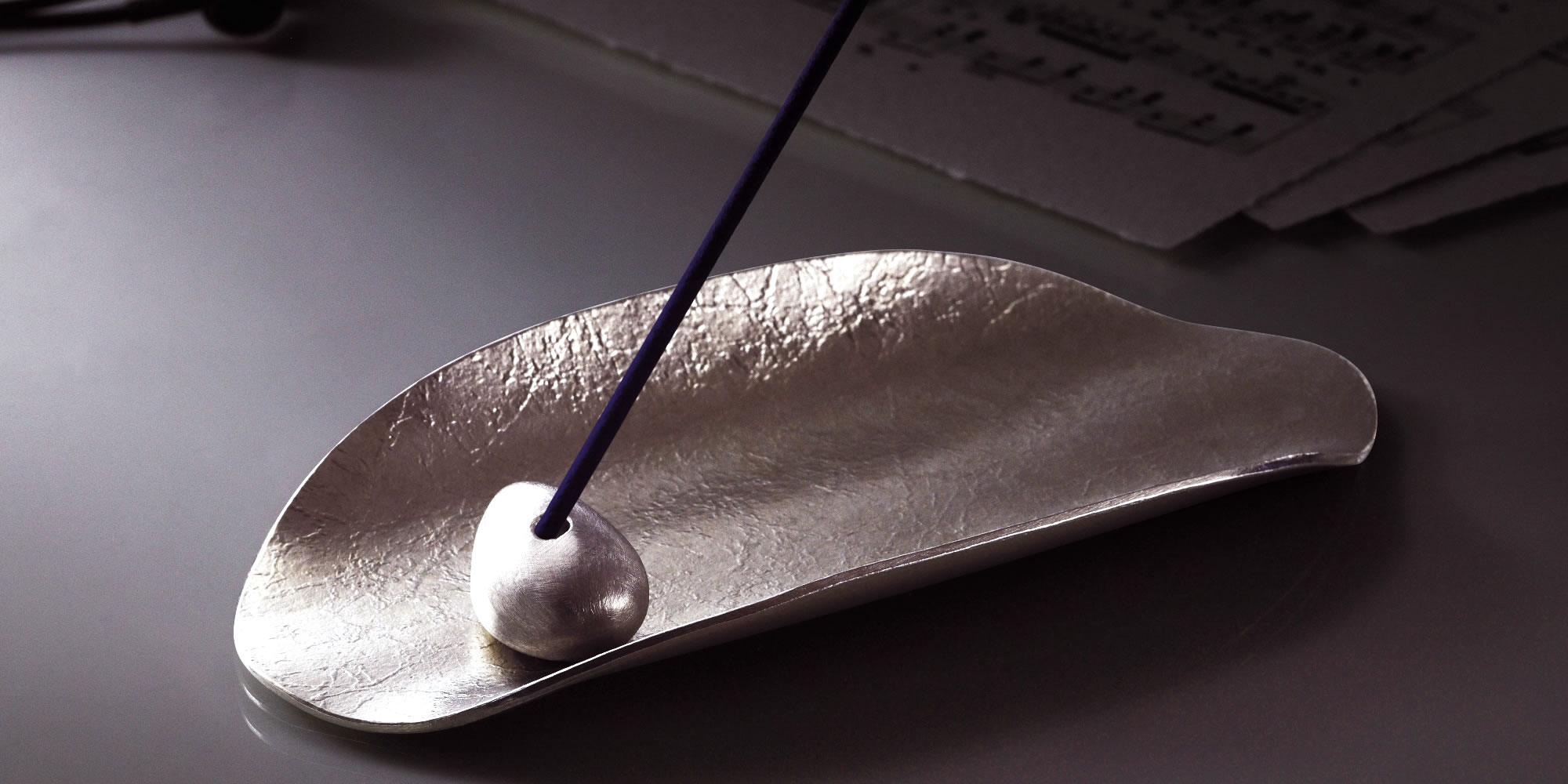 お香皿/ろうけつ・波&お香立て/石(小)